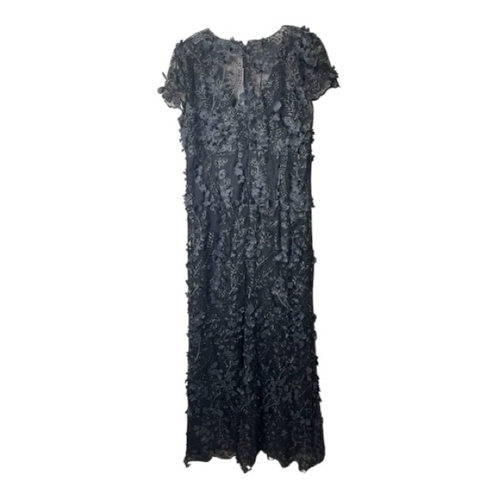 Carmen Marc Valvo Infusion Elegant 3D Flower Black Lace Evening Gown Sz 14 NWT - Picture 3 of 6